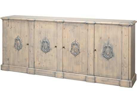Sarreid Ltd Crested Pine Wood Display Cabinet