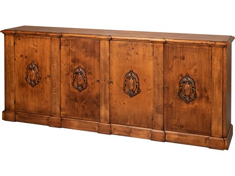 Sarreid Ltd Crested Pine Wood Display Cabinet