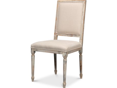 Sarreid Ltd Square Back Side Chair Grey Oak Flax