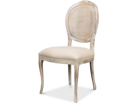 Sarreid Ltd Oval Cane Back Chair Grey Oak Flax
