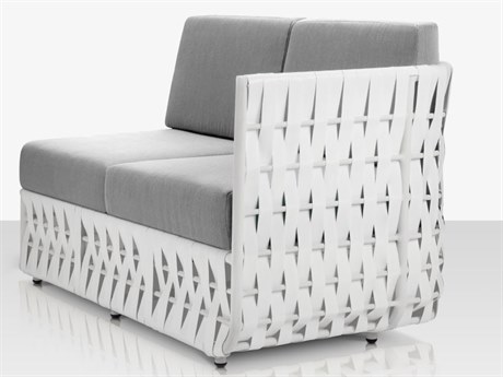 Source Outdoor Furniture Scorpio Aluminum Cushion Right Arm Loveseat in White