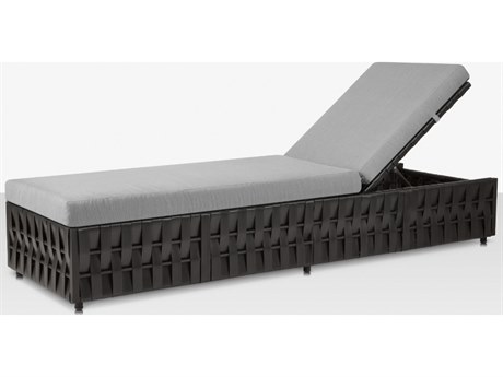 Source Outdoor Furniture Closeouts Scorpio Aluminum Durastrap Wrapped Armless Chaise Lounge in Black