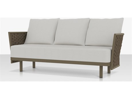 Source Outdoor Furniture Luxe Aluminum Cushion Sofa in Pewter Tex Frame with Pewter Durarope