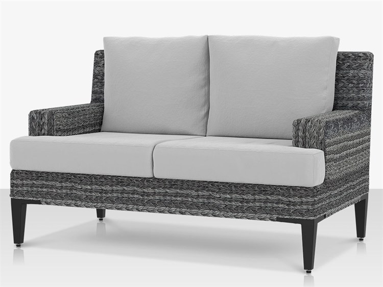 Source Outdoor Furniture Island Bay Closeouts Aluminum Wicker Loveseat Chair in Gray