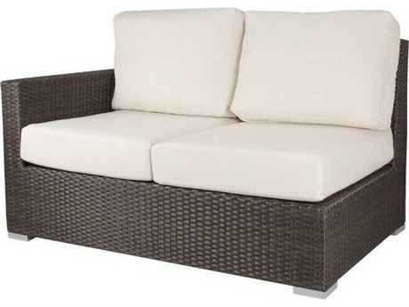 Source Outdoor Furniture Closeouts Lucaya Wicker Left Arm Loveseat in Espresso