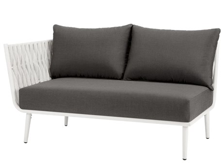 Source Outdoor Furniture Closeouts Aria Aluminum Cushion Left Arm Loveseat in White