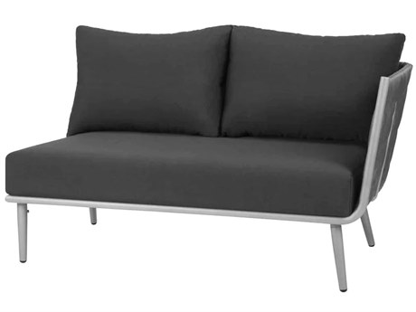 Source Outdoor Furniture Closeouts Aria Aluminum Cushion Right Arm Loveseat in Gray