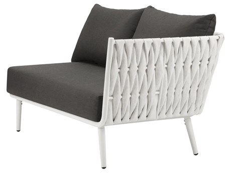 Source Outdoor Furniture Closeouts Aria Aluminum Cushion Right Arm Loveseat in White