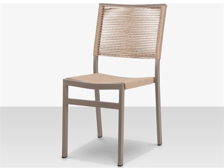Source Outdoor Furniture Fiji Aluminum Rope Stackable Dining Side Chair - Tan Rope