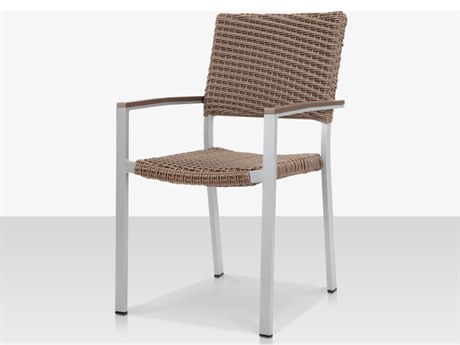 Source Outdoor Furniture Fiji Aluminum Wicker Stackable Dining Arm Chair - California Sand