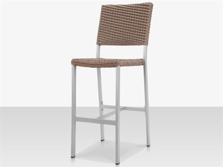 Source Outdoor Furniture Fiji Aluminum Wicker Stackable Bar Side Chair in California Sand
