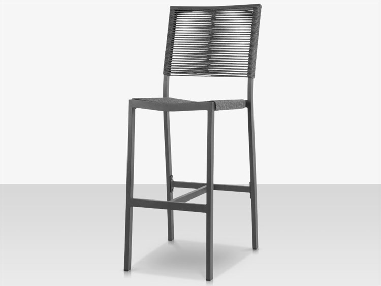Source Outdoor Furniture Fiji Aluminum Rope Stackable Bar Side Chair in Charcoal Rope