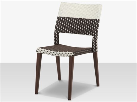 Source Outdoor Furniture Chloe Aluminum Wicker Stackable Dining Side Chair in Espresso & White Wicker - Espresso Frame