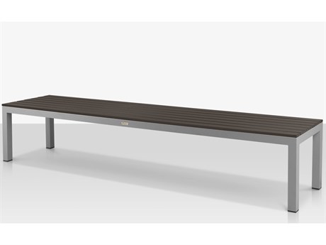 Source Outdoor Furniture Vienna Aluminum Stackable 6' Backless Bench in Kessler Silver Frame / Espresso Seat