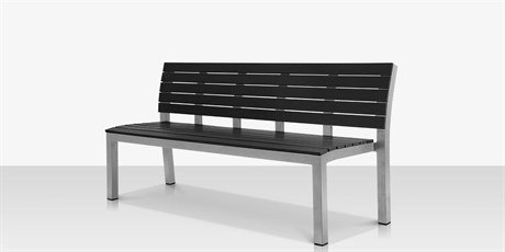 Source Outdoor Furniture Closeout Vienna Aluminum Stackable 6' Highback Bench in Kessler Silver Frame / Black Seat & Back