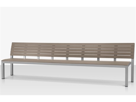 Source Outdoor Furniture Vienna Aluminum Stackable 10' Highback Bench in Kessler Silver Frame / Espresso Seat & Back