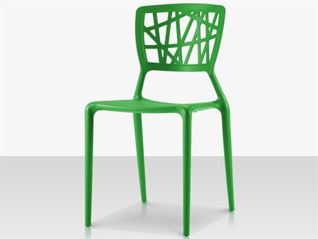 Source Outdoor Furniture Closeout Phoenix Resin Stackable Dining Side Chair in Phoenix Side Chair - Green