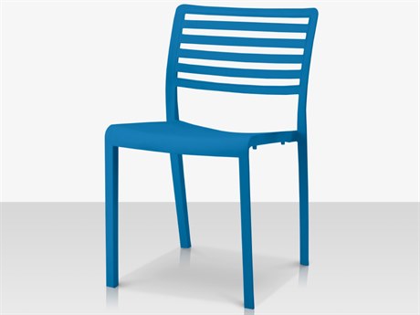 Source Outdoor Furniture Closeout Savannah Resin Stackable Dining Side Chair in Savannah Side Chair - Blue