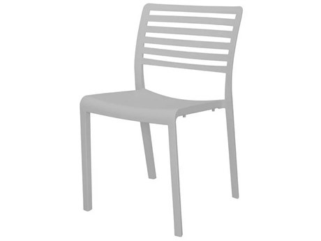 Source Outdoor Furniture Closeout Savannah Resin Stackable Dining Side Chair in Savannah Side Chair - Gray