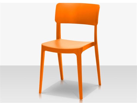 Source Outdoor Furniture Closeouts Albany Resin Stackable Dining Side Chair in Orange