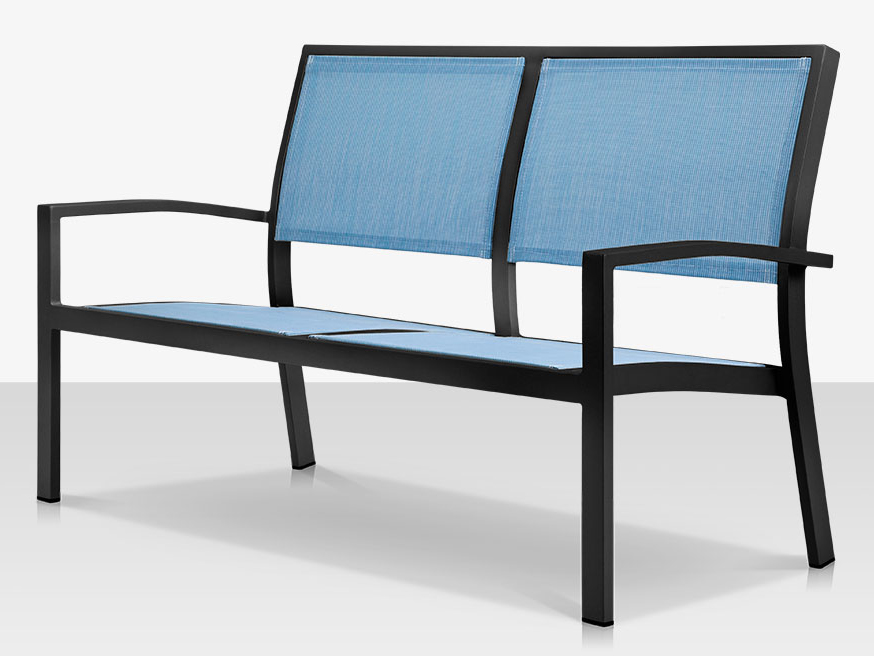 Source Outdoor Furniture Fusion Aluminum Sling Loveseat in Tex Black