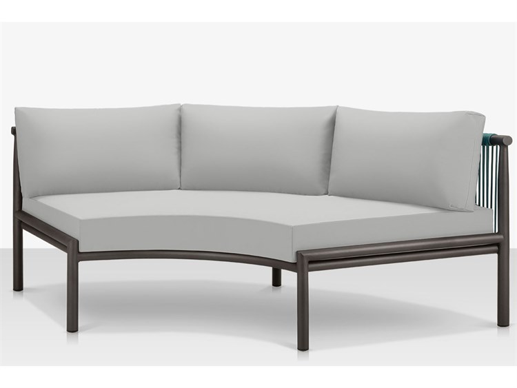 Source Outdoor Furniture Closeout Skye Aluminum Armless Sofa in Tex Gray Frame / Teal Durarope