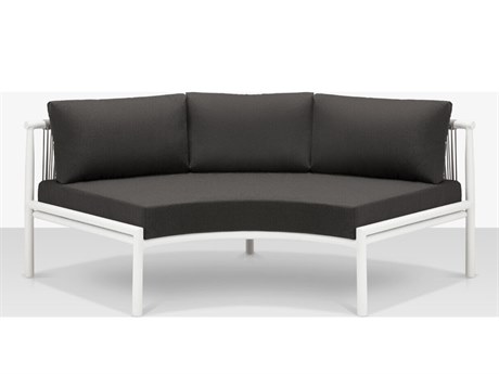 Source Outdoor Furniture Skye Aluminum Armless Sofa in Tex White Frame / Gray Durarope