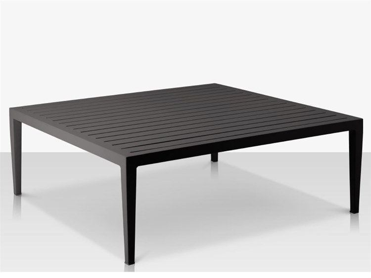 Source Outdoor Furniture Closeout Skye Aluminum 40'' Square Coffee Table in Tex Black