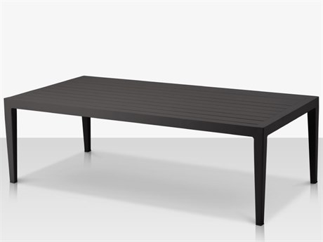 Source Outdoor Furniture Skye Aluminum 48''W x 24''D Rectangular Coffee Table in Tex Black