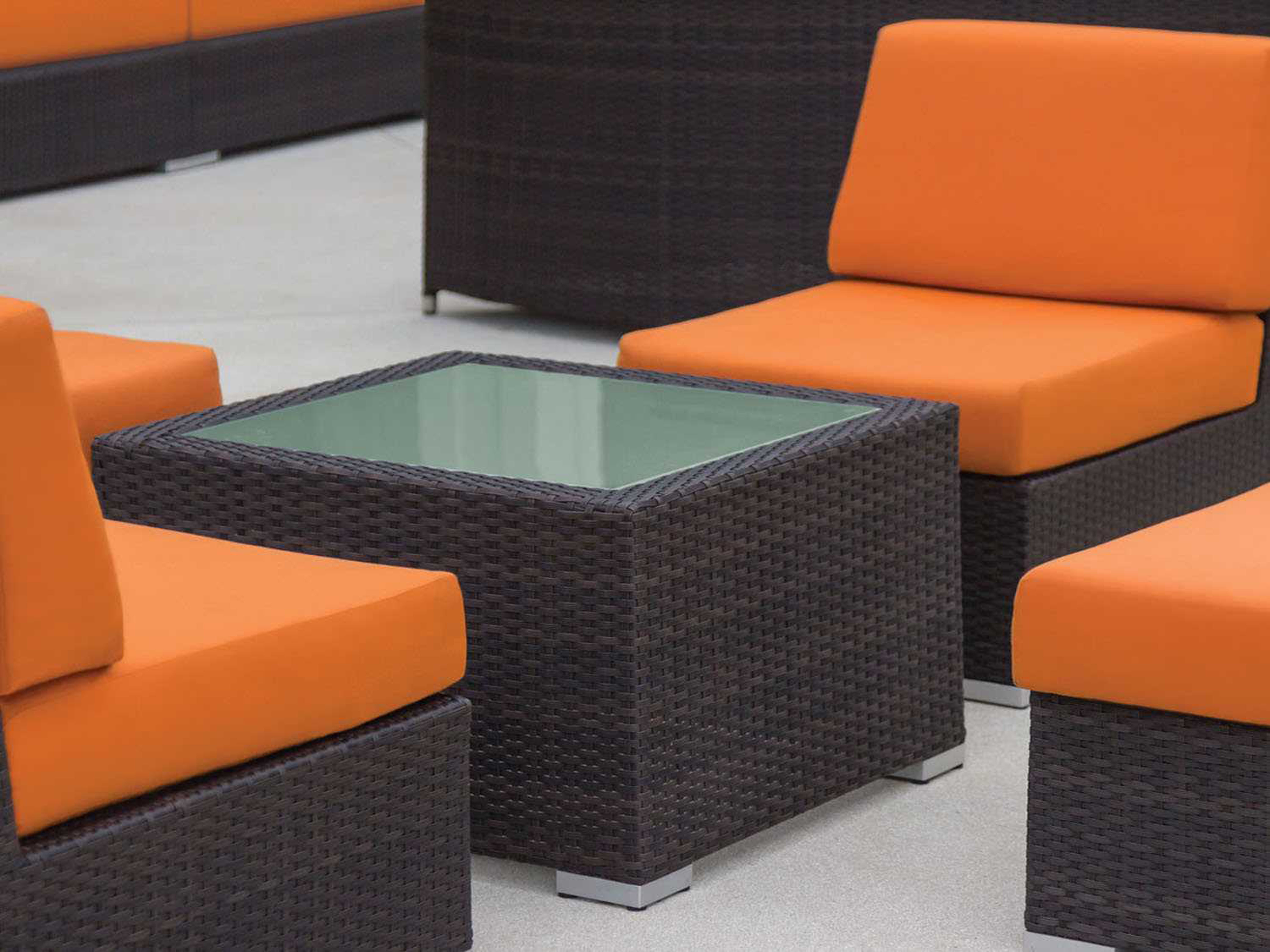 Source Outdoor Furniture Lucaya Wicker 29'' Wide Square Frosted Glass