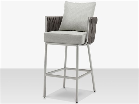 Source Outdoor Furniture Closeout Aria Aluminum Cushion Bar Stool in Gray