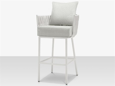 Source Outdoor Furniture Closeout Aria Aluminum Cushion Bar Stool in White