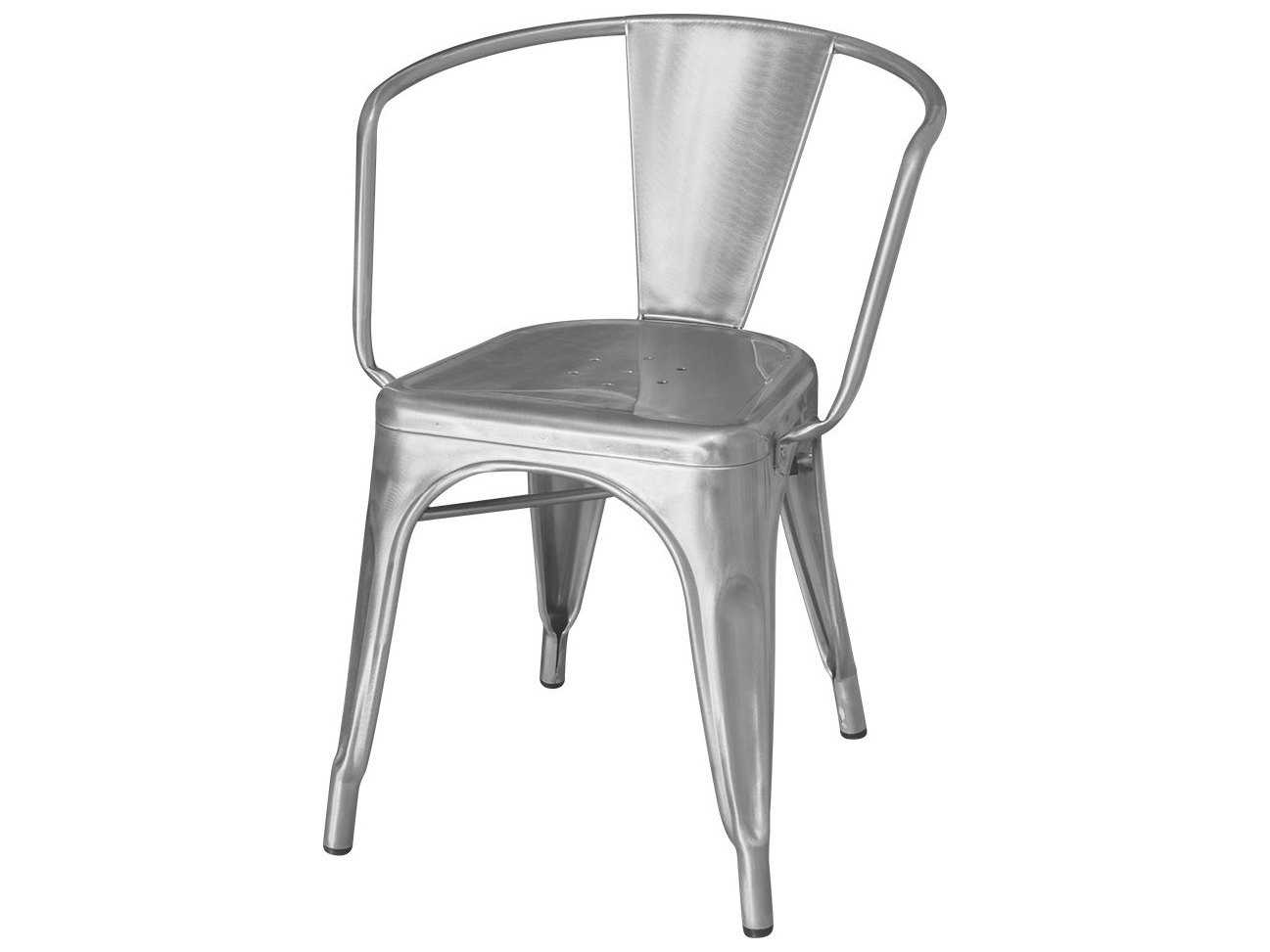 Source Contract Fremont Steel Metal Dining Chair in Polished Silver SCPRAUGSF1801163