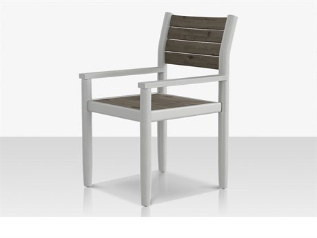 Source Outdoor Furniture Danish Aluminum Composite Slatted Dining Arm Chair