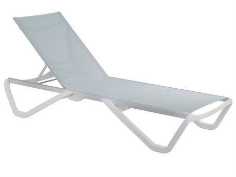 Source Outdoor Furniture Wave Aluminum Sling Gray Stackable Armless Chaise Lounge