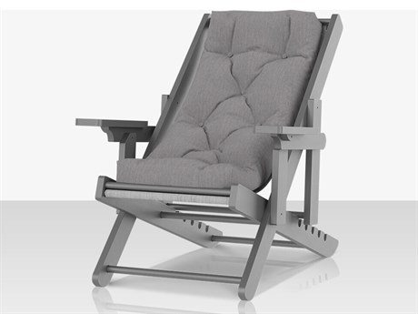 Source Outdoor Furniture PollyOutdoor Resin Charcoal Foldable Relax Chair in Metallica Platinum/Canvas Granite
