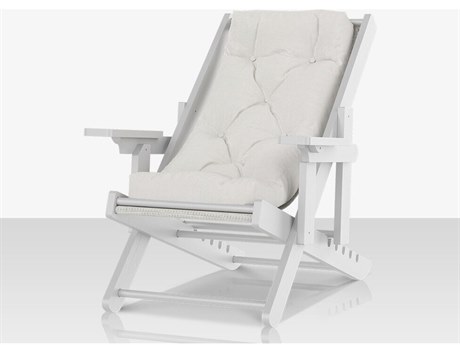 Source Outdoor Furniture PollyOutdoor Resin Light Gray Foldable Relax Chair in White Hot/Canvas Natural