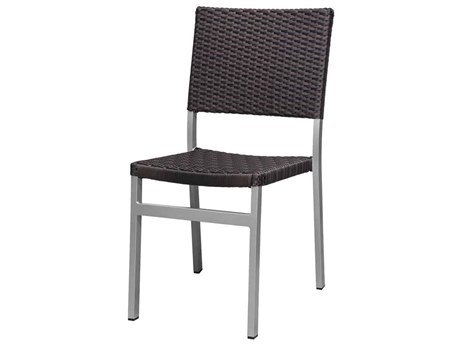 Source Outdoor Furniture Fiji Aluminum Wicker Espresso Stackable Dining Side Chair