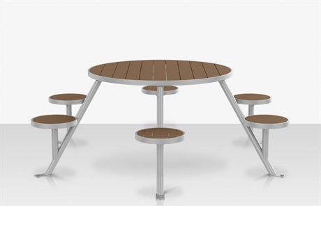 Source Outdoor Furniture Vienna Easton Aluminum 82'' Round Picnic Table