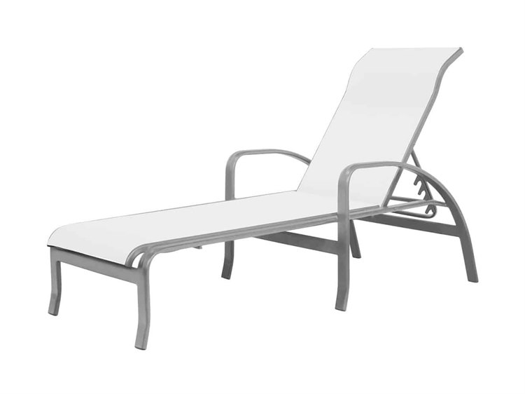 Source Outdoor Furniture Atlantic Aluminum Sling Stackable Chaise Lounge with Arms