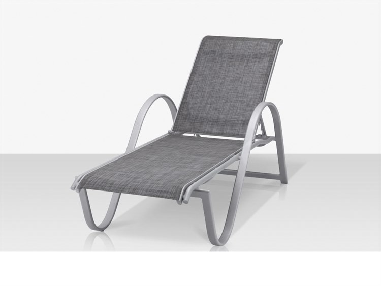 Decoscape Lanai Aluminum Kessler Sliver Stackable Chaise Lounge in Slate Sling