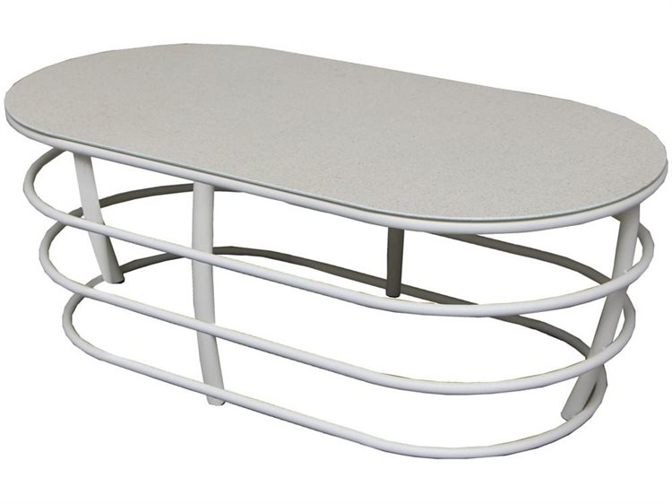 Source Outdoor Furniture Astoria 44 Wide Aluminum Oval Coffee Table