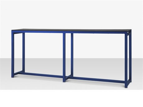 Source Outdoor Furniture Modera Aluminum 89''W x 16''D Rectangular Drink Rail Bar Height Table