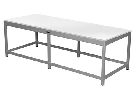 Source Outdoor Furniture Delano Aluminum 49''W x 24''D Rectangular Duraboard Top Coffee Table