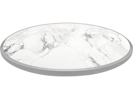 Source Outdoor Furniture Iconic Porcelain 38'' Wide Round Dining Table Top with Aluminum Rim