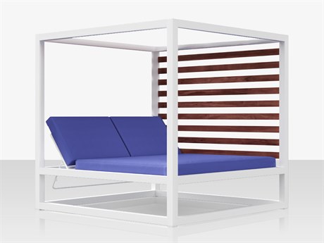 Source Outdoor Furniture Breeze Daybed Right Side Aluminum Wood Grain Slats