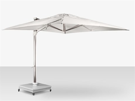 Source Outdoor Furniture The Grand Cantilever Aluminum Mirror Anodized 10' Foot Square Umbrella with Grey Base