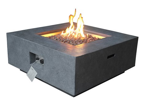 Source Outdoor Furniture Elements Gray 36'' Wide Concrete Square Fire Pit Table