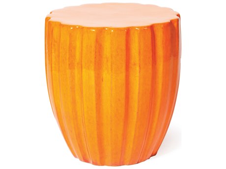 Seasonal Living Scallop Orange Ceramic Stool