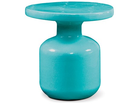 Seasonal Living Bottle Aquamarine Ceramic 19'' Round Accent Table